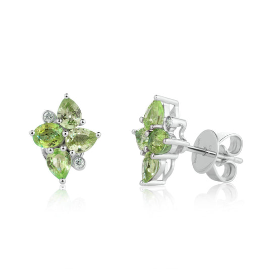 Mix Shaped Green Sapphire & Diamond Earrings