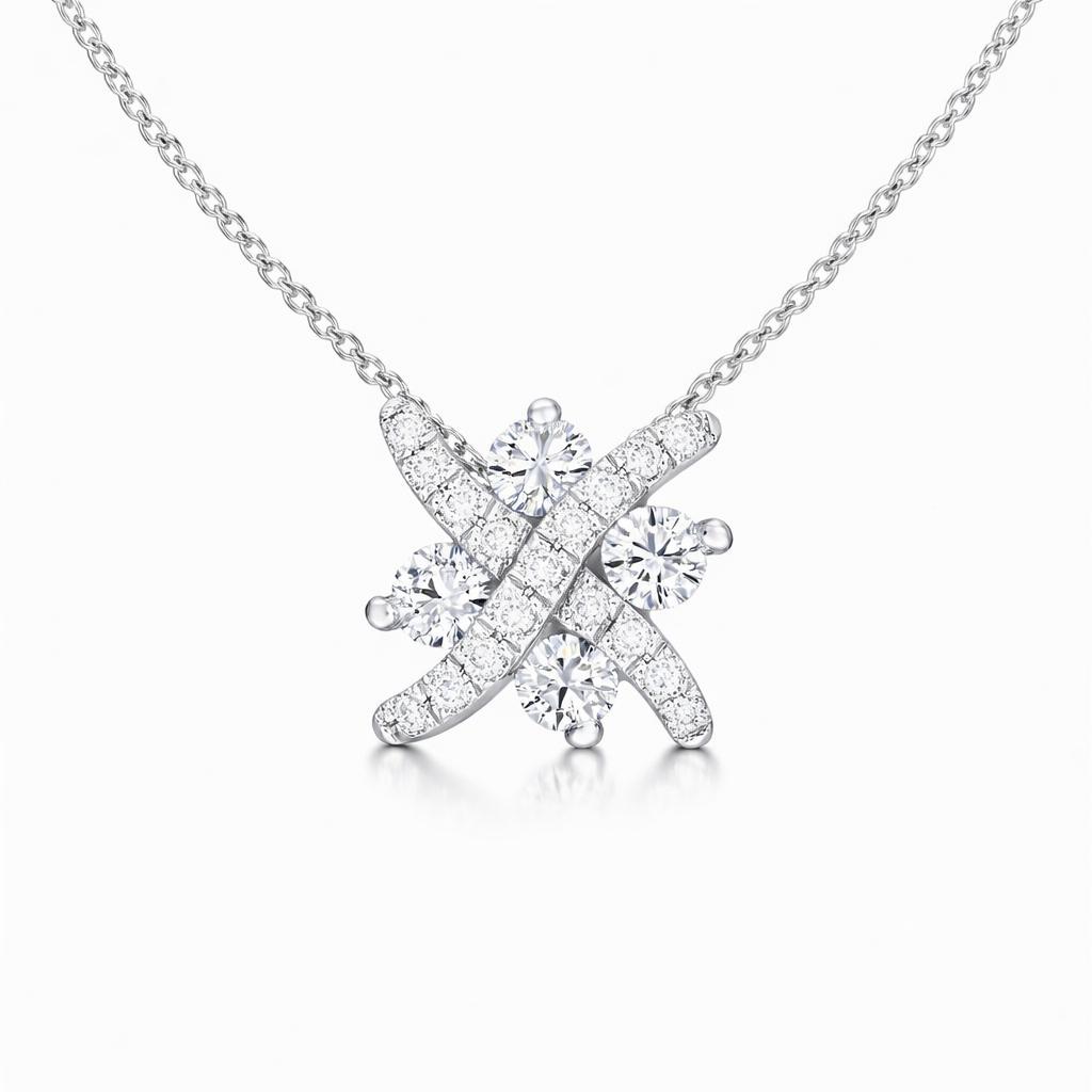 White Diamond Kiss Pendant
