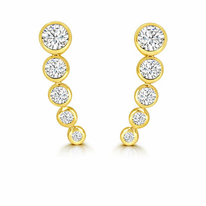 Yellow Gold Bezel Curve Diamond Earrings
