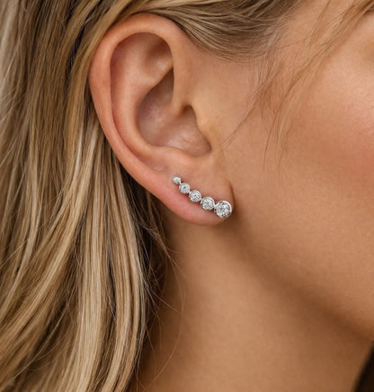 Bezel Curve Diamond Earrings
