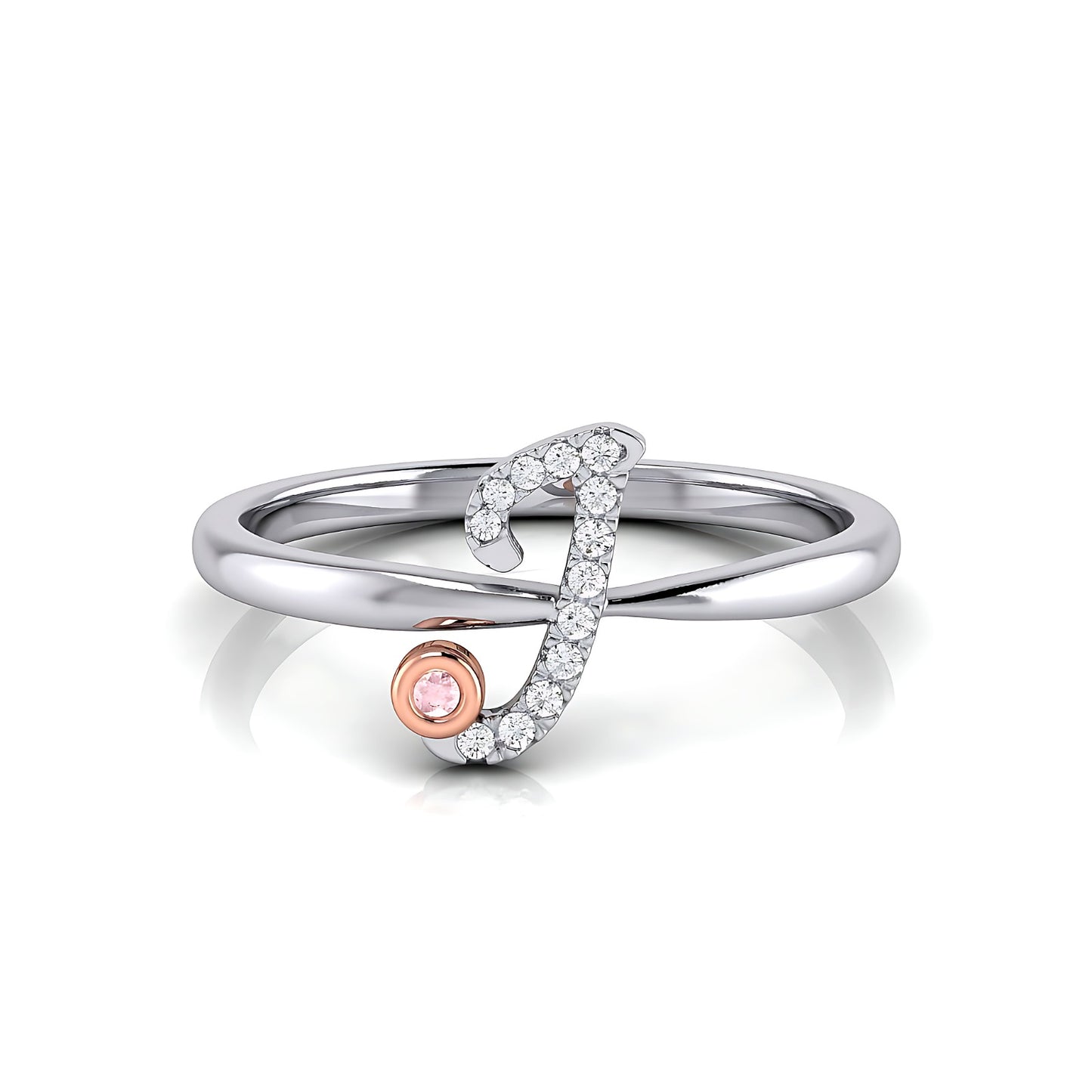Initial Letter 14K Ring with Signature Pink Diamond
