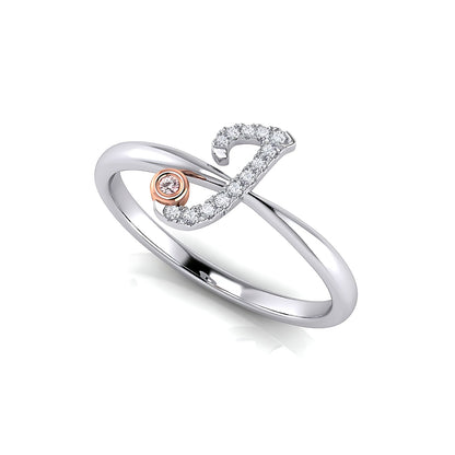 Initial Letter 14K Ring with Signature Pink Diamond