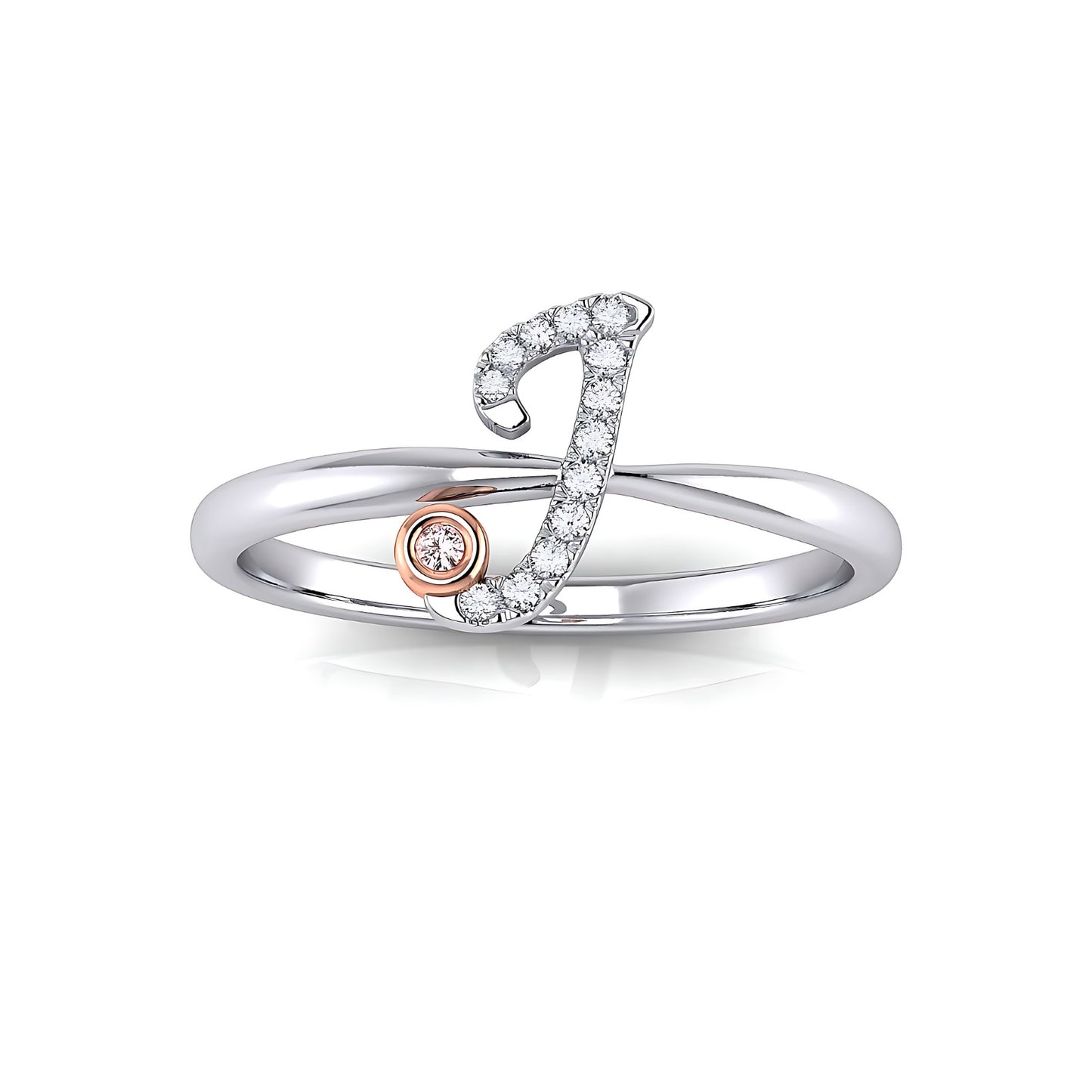 Initial Letter 14K Ring with Signature Pink Diamond