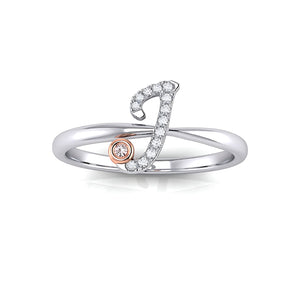 Initial Letter 9K Ring with Signature Pink Diamond