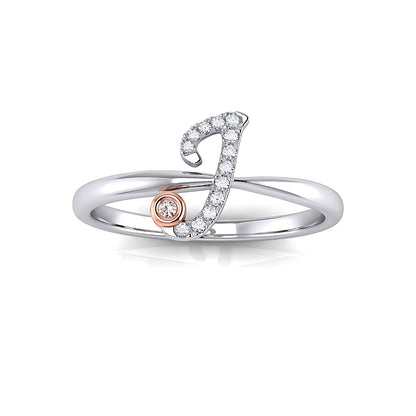 Initial Letter 14K Ring with Signature Pink Diamond