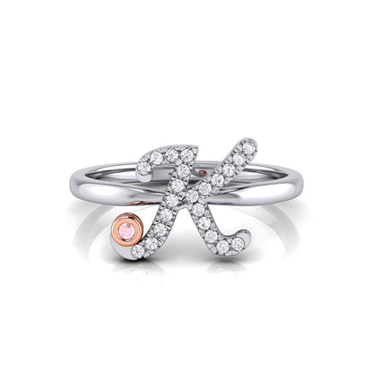 Initial Letter 14K Ring with Signature Pink Diamond