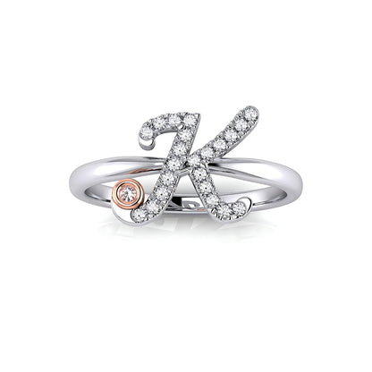 Initial Letter 14K Ring with Signature Pink Diamond