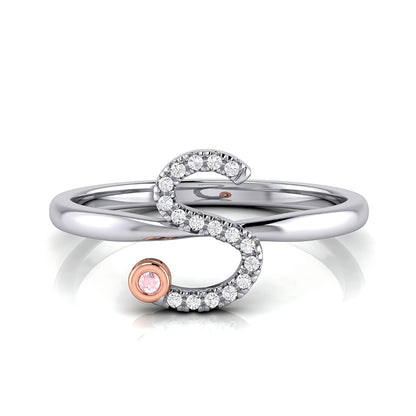 Initial Letter 14K Ring with Signature Pink Diamond