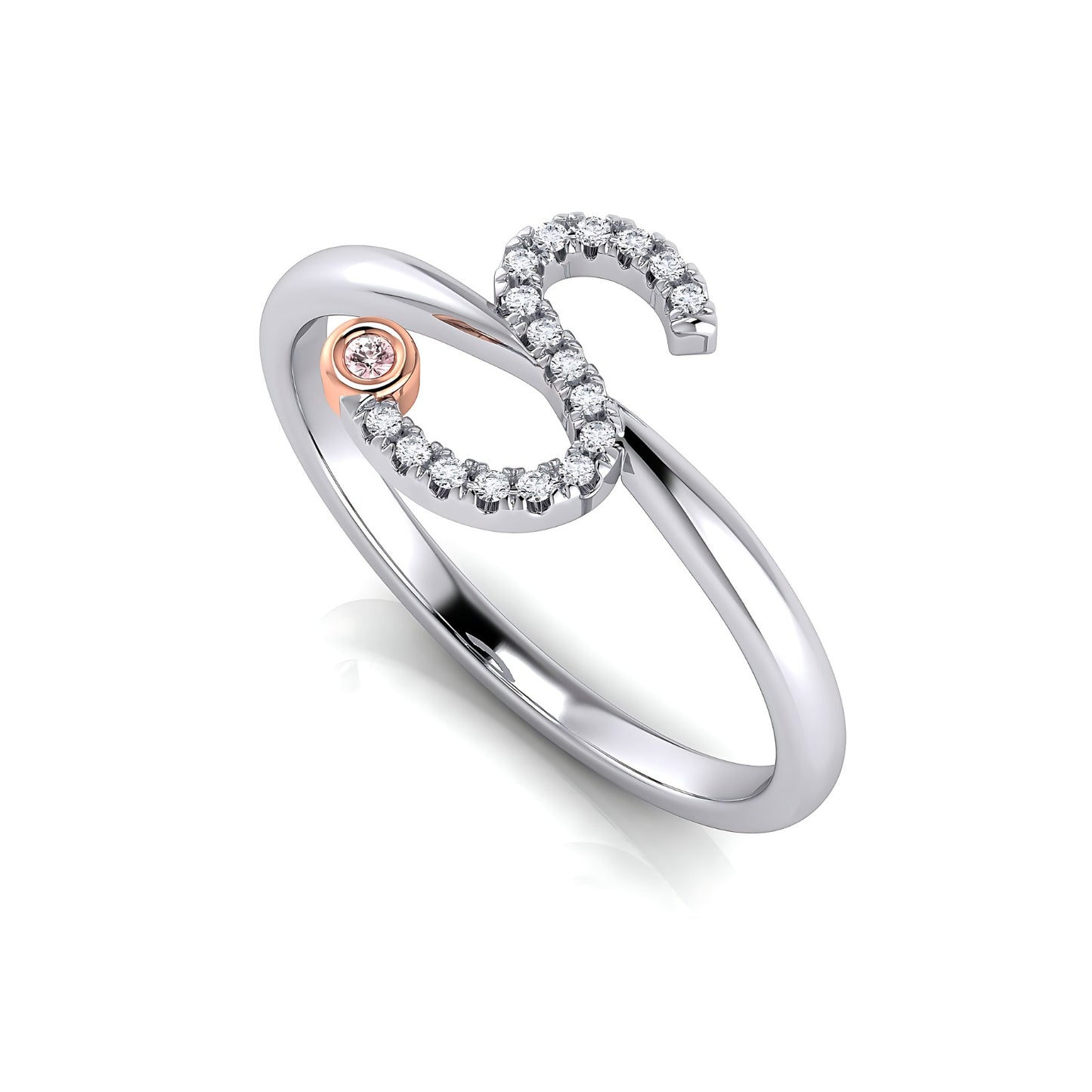 Initial Letter 14K Ring with Signature Pink Diamond