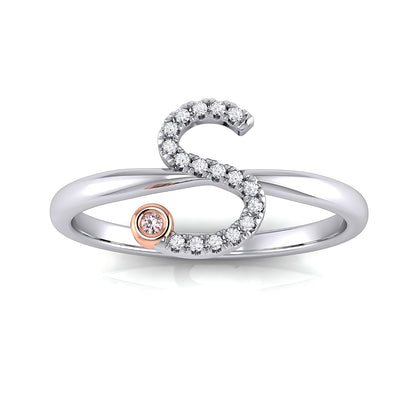 Initial Letter 14K Ring with Signature Pink Diamond