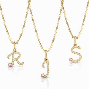 18ct Yellow Gold Initial Letter with Signature Pink Diamond