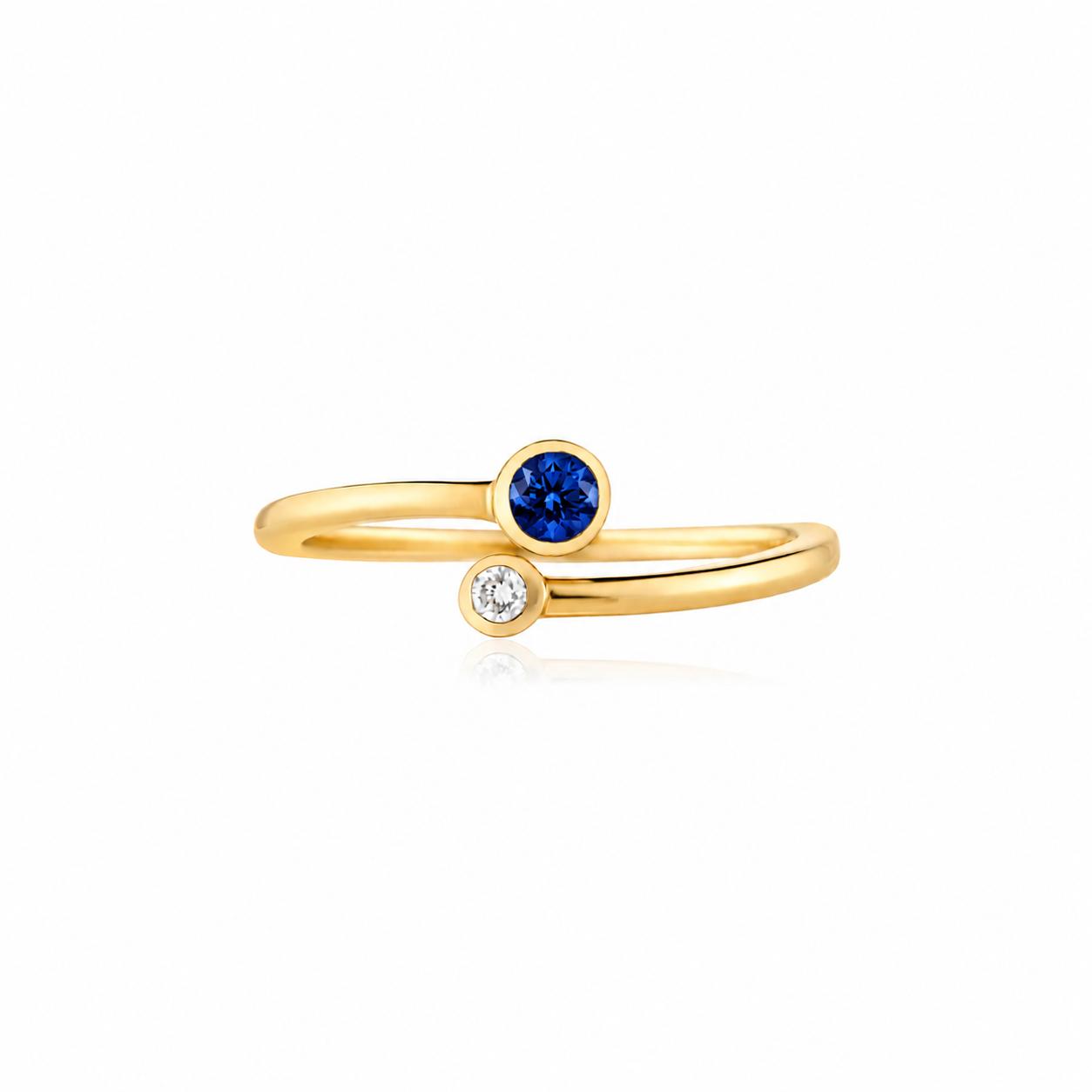 Blue And Diamond Double Twist Ring