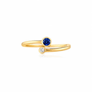 Blue And Diamond Double Twist Ring