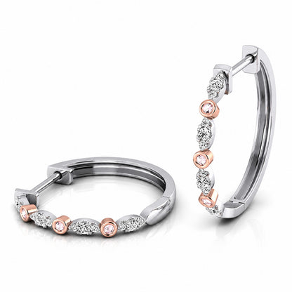 Eminence Pinks Vintage Inspired Bezel Diamond Hoop Earrings