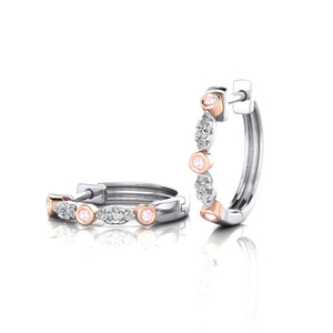 Eminence Pinks Small Vintage Inspired Bezel Diamond Hoop Earrings