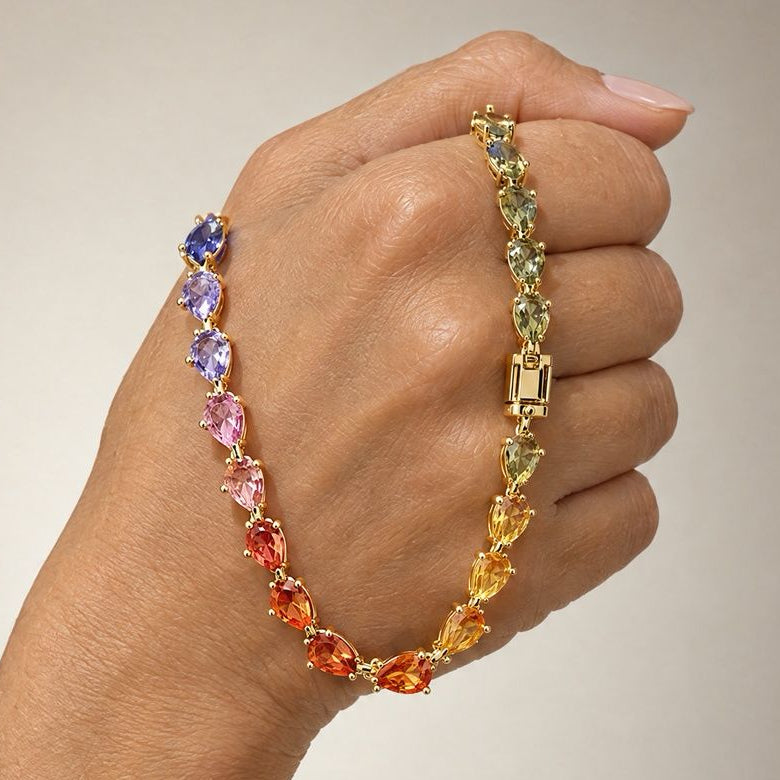 17.47ct Pear Shape Rainbow Sapphire Bracelet 18ct Gold