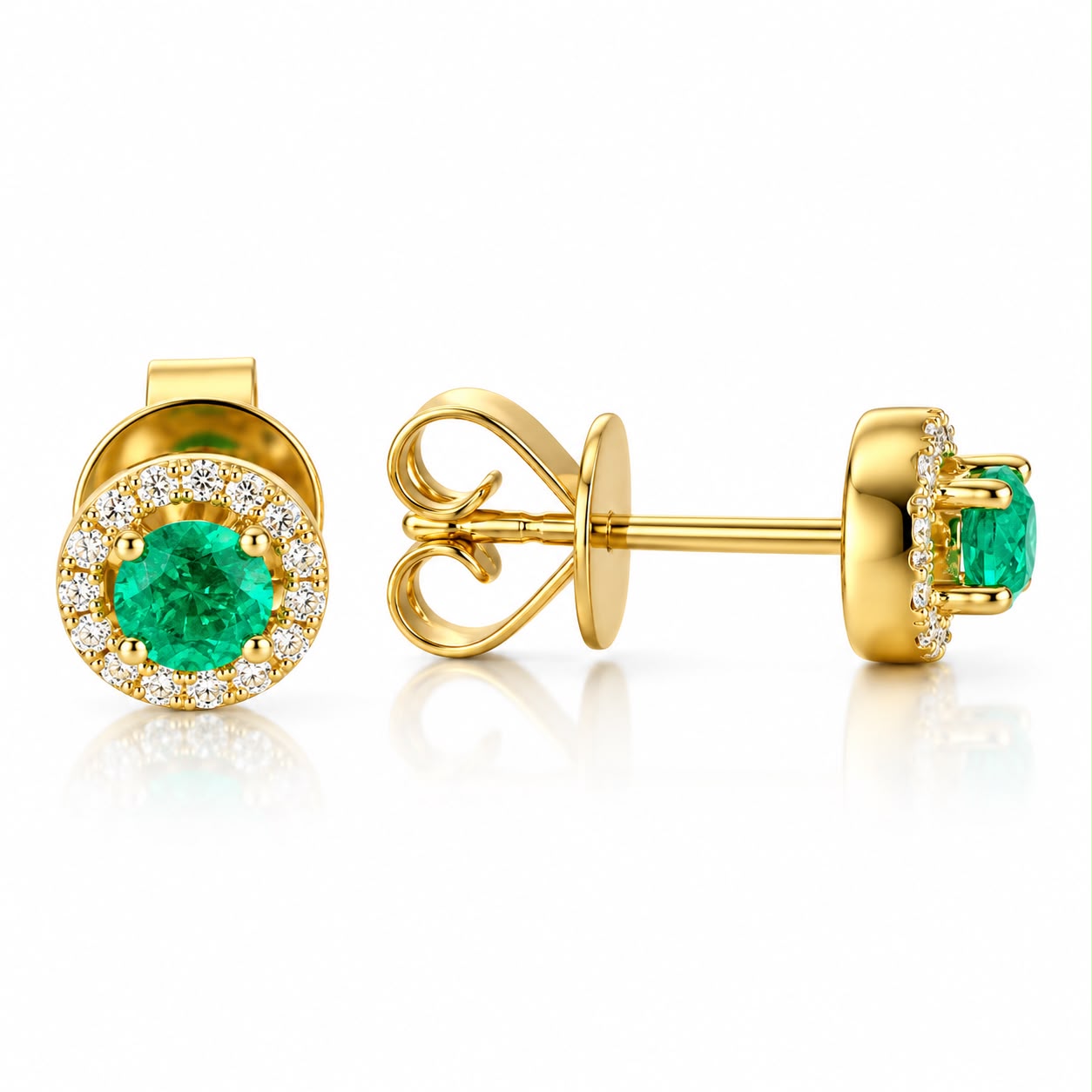 Colombian Emerald & Diamond Halo Earrings
