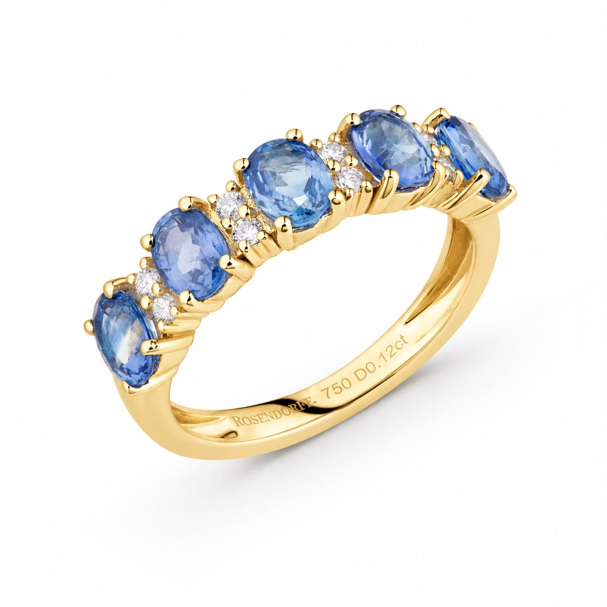 Blue Sapphire & Diamond Alternating Band