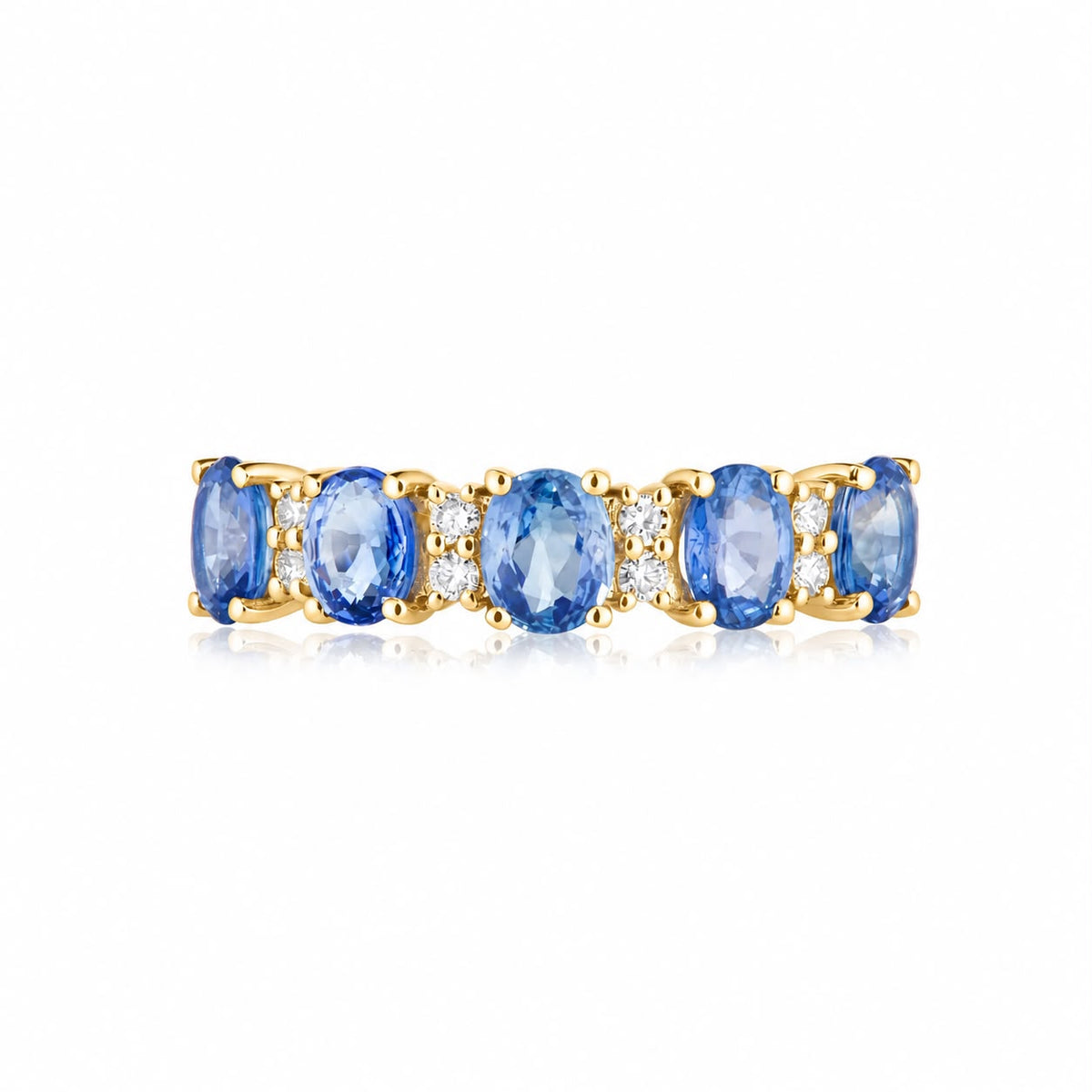 Blue Sapphire & Diamond Alternating Band