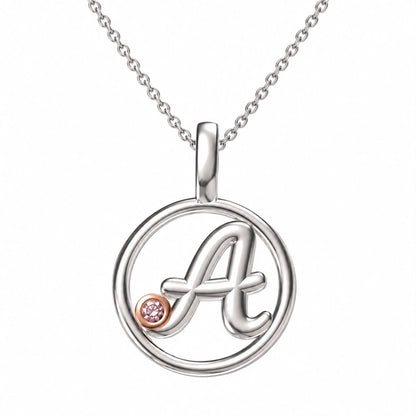 Circle Initial Pendant with Signature Pink Diamond