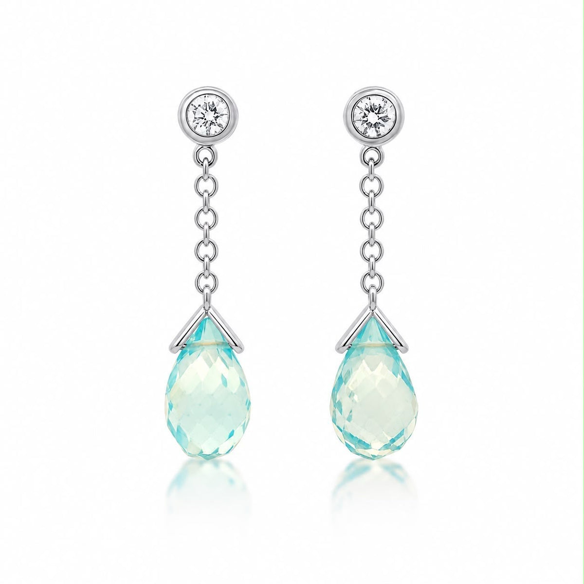 Topaz and Diamonds Drop Earrings | 18ct White