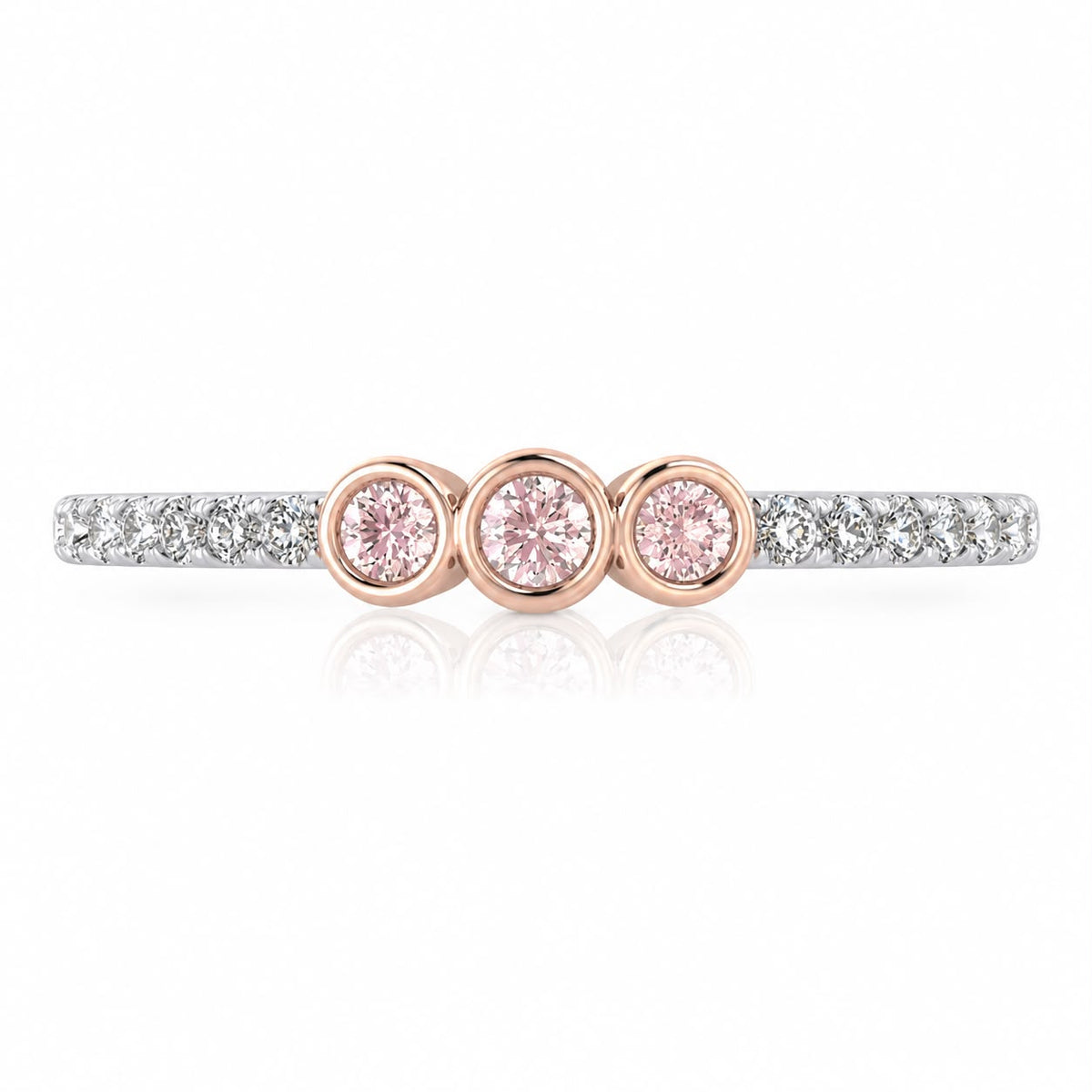 Eminence Pinks 3 Stones Bezel Band