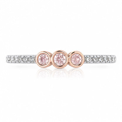 Eminence Pinks 3 Stones Bezel Band