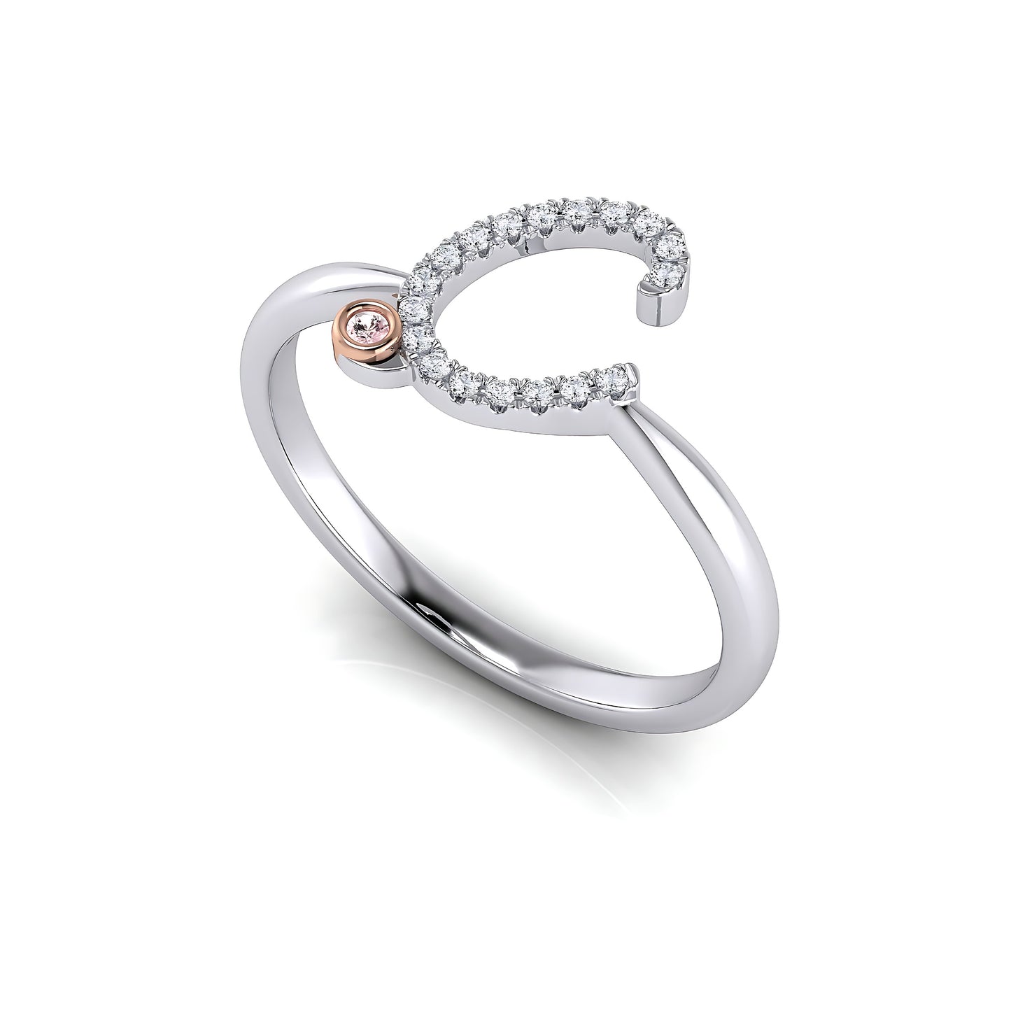 Initial Letter 18ct Ring with Signature Pink Diamond