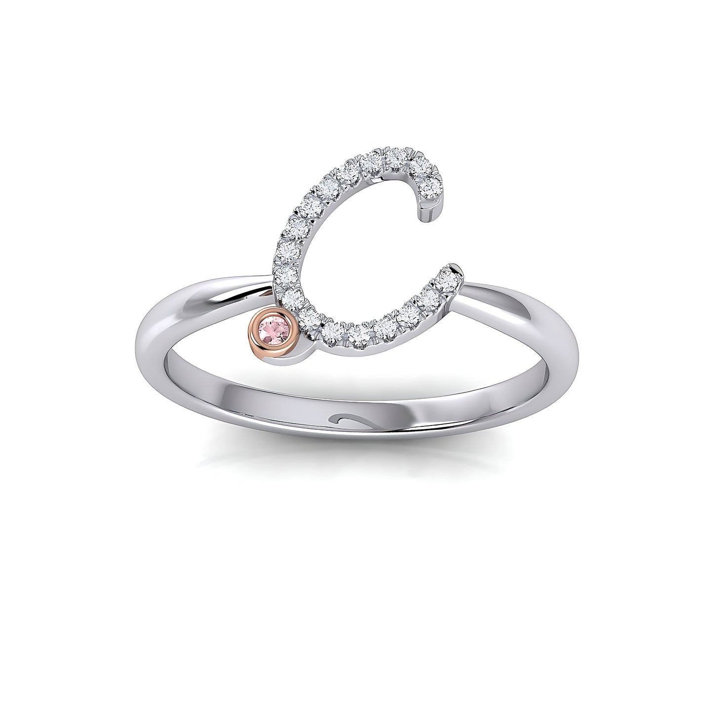 Initial Letter 18ct Ring with Signature Pink Diamond