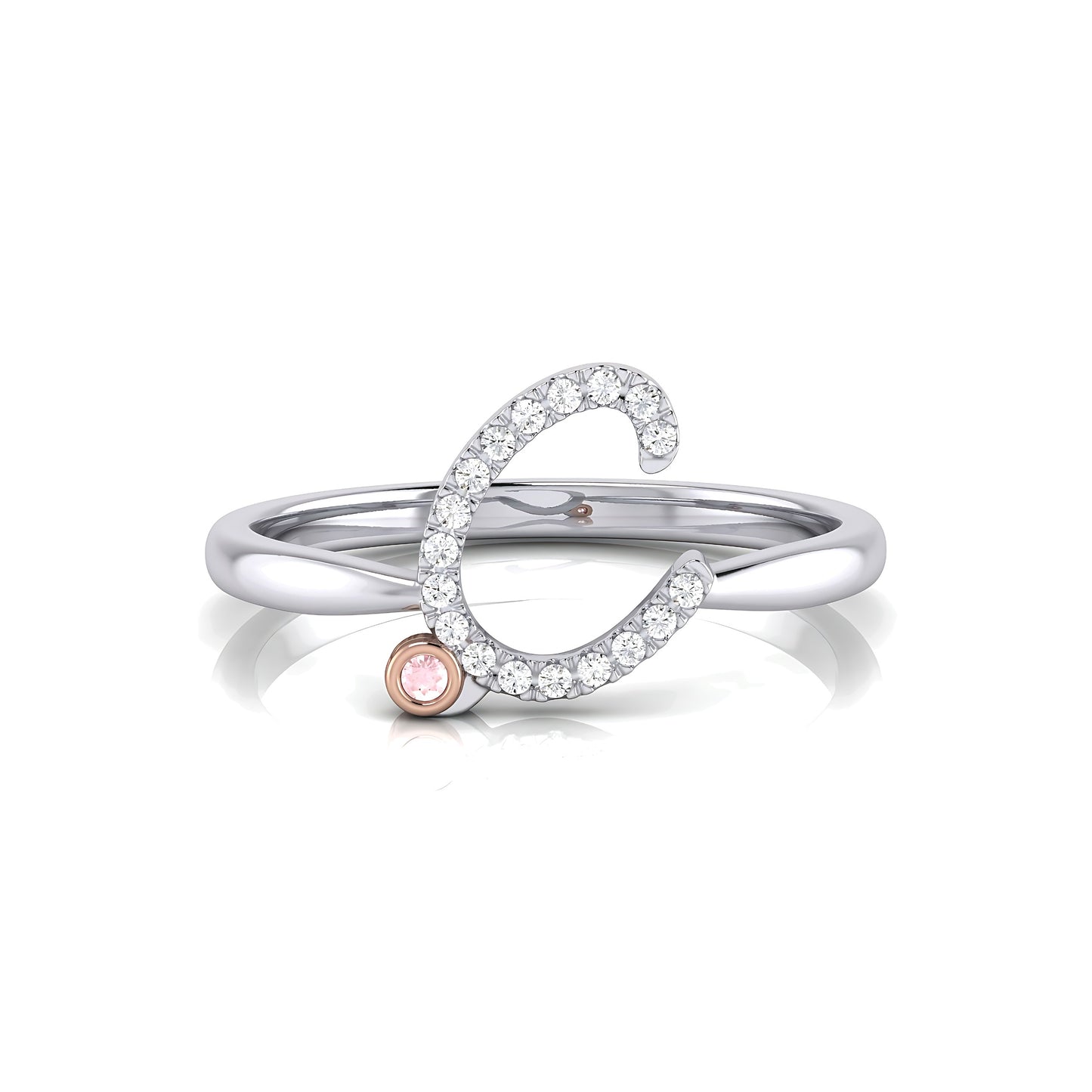 Initial Letter 14ct Ring with Signature Pink Diamond