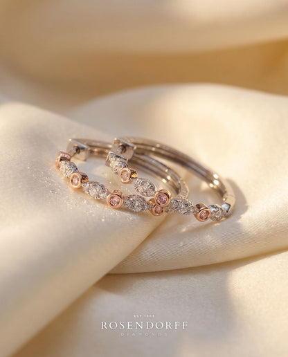 Eminence Pinks Small Vintage Inspired Bezel Diamond Hoop Earrings