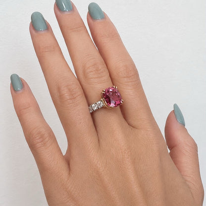 18ct White & Yellow Gold Pink Tourmaline Cushion-Cut