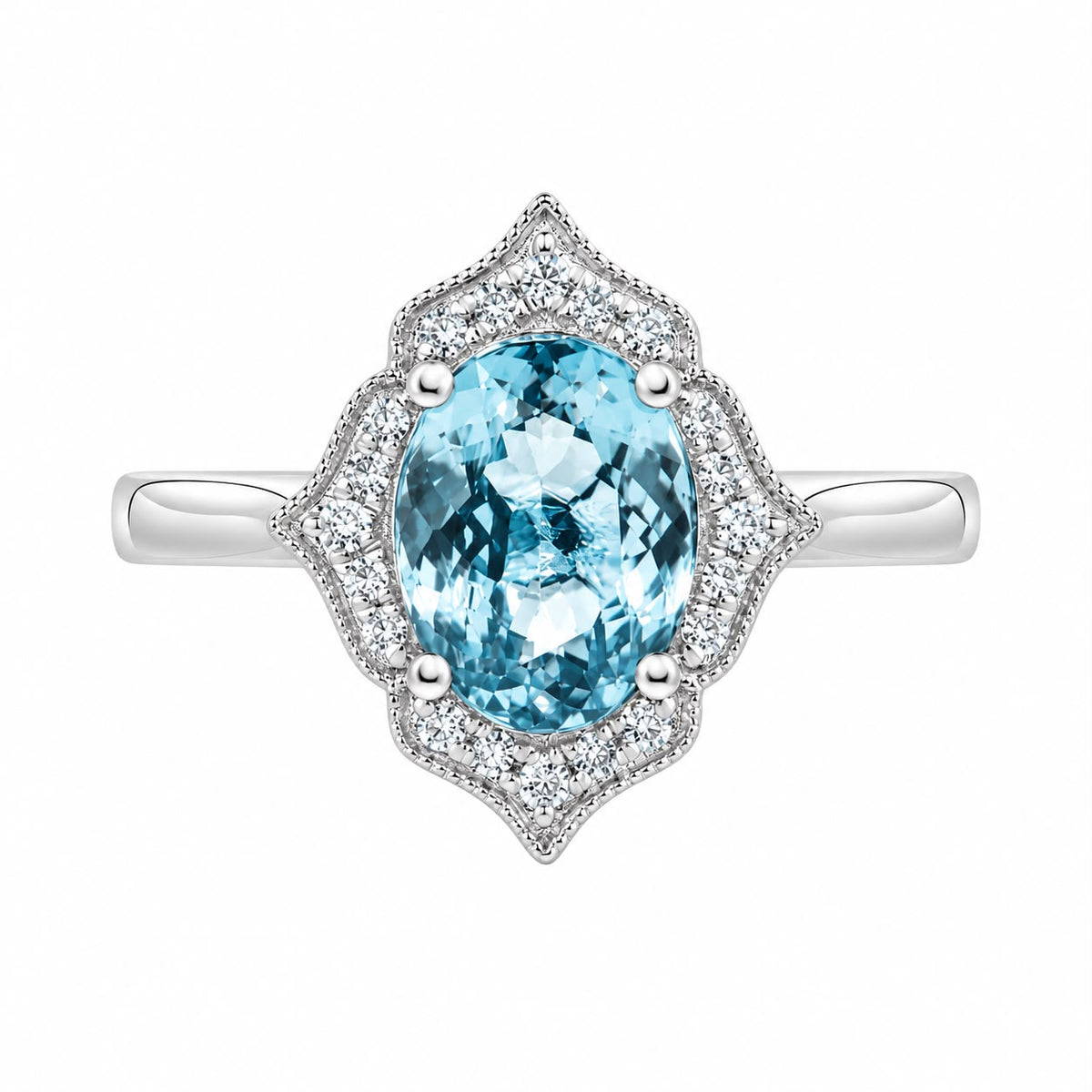 Aquamarine and Diamond Vintage Ring