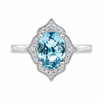 Aquamarine and Diamond Vintage Ring