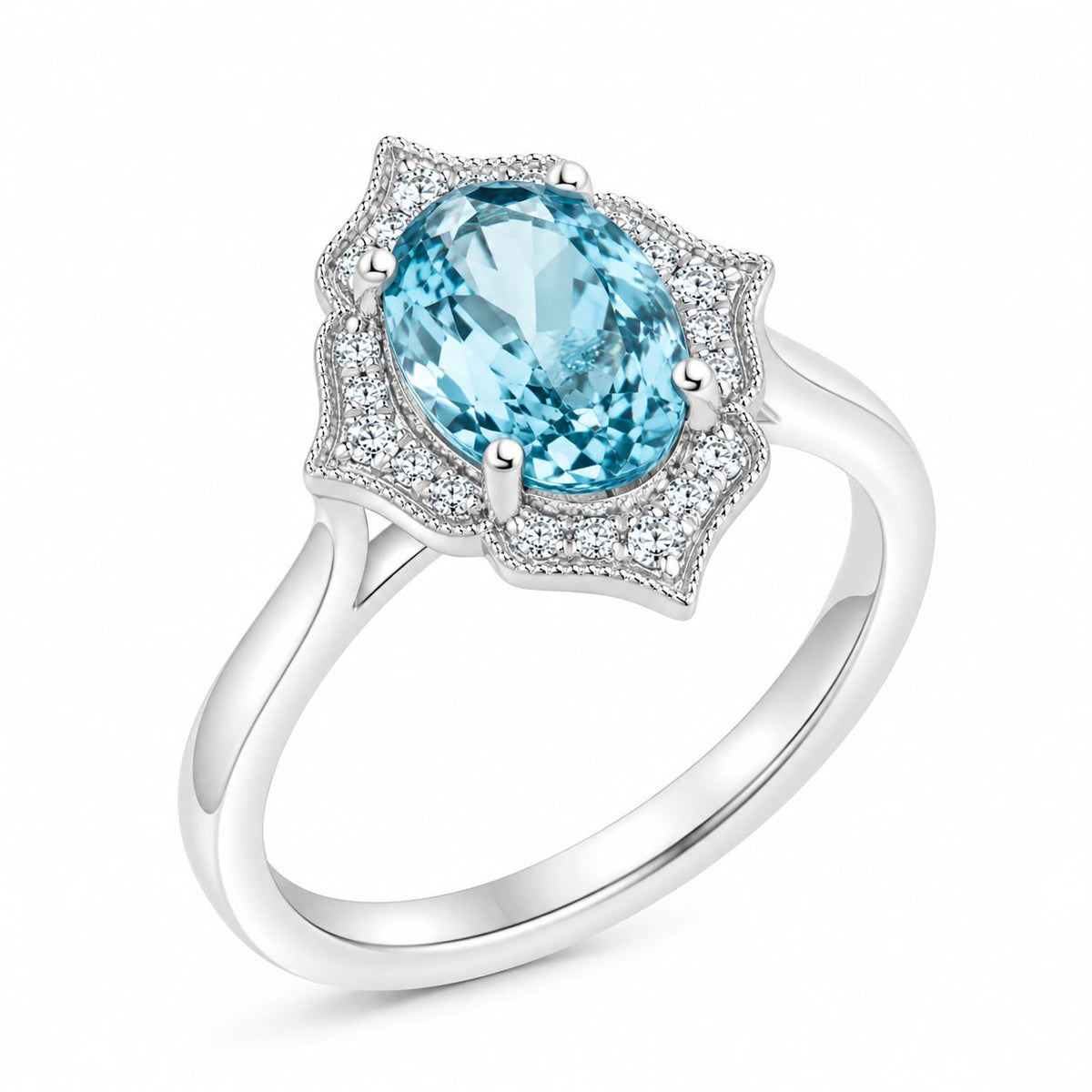 Aquamarine and Diamond Vintage Ring