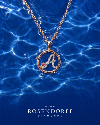 Circle Initial Pendant with Signature Pink Diamond