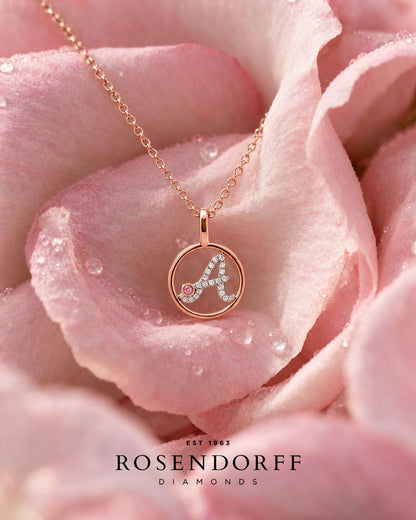 Circle Initial Pendant with Signature Pink Diamond