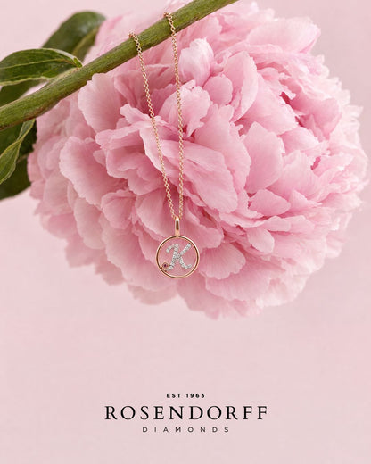 Circle Initial Pendant with Signature Pink Diamond