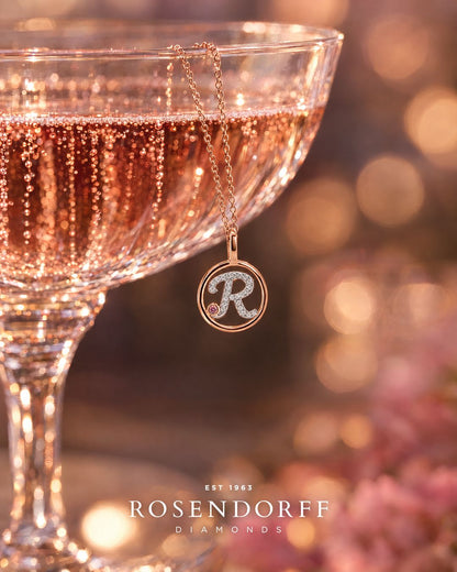 Circle Initial Pendant with Signature Pink Diamond