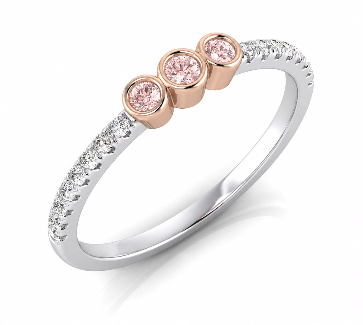 Eminence Pinks 3 Stones Bezel Band