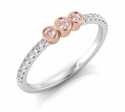 Eminence Pinks 3 Stones Bezel Band