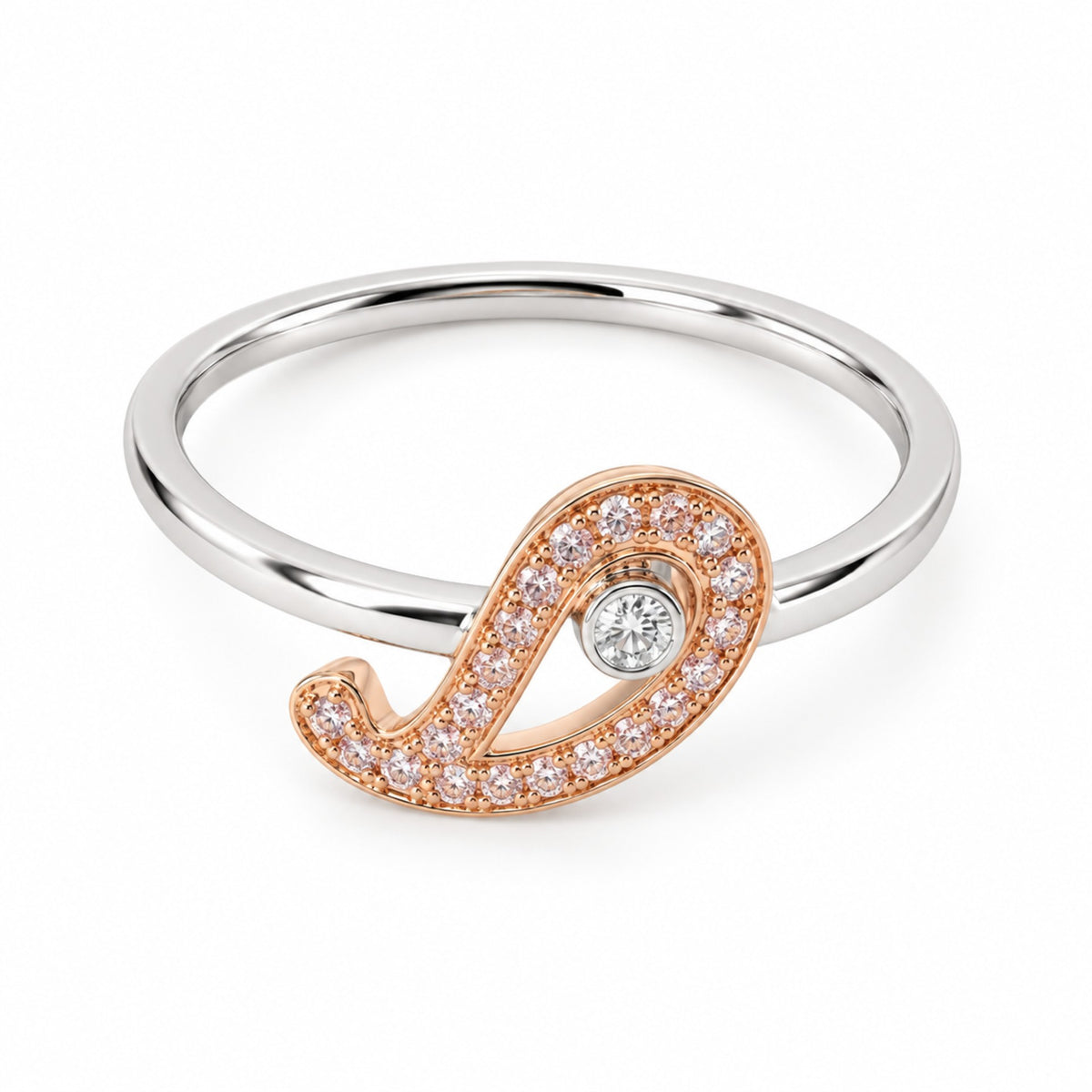Paisley Pink Diamond Ring | 18ct White & Rose Gold