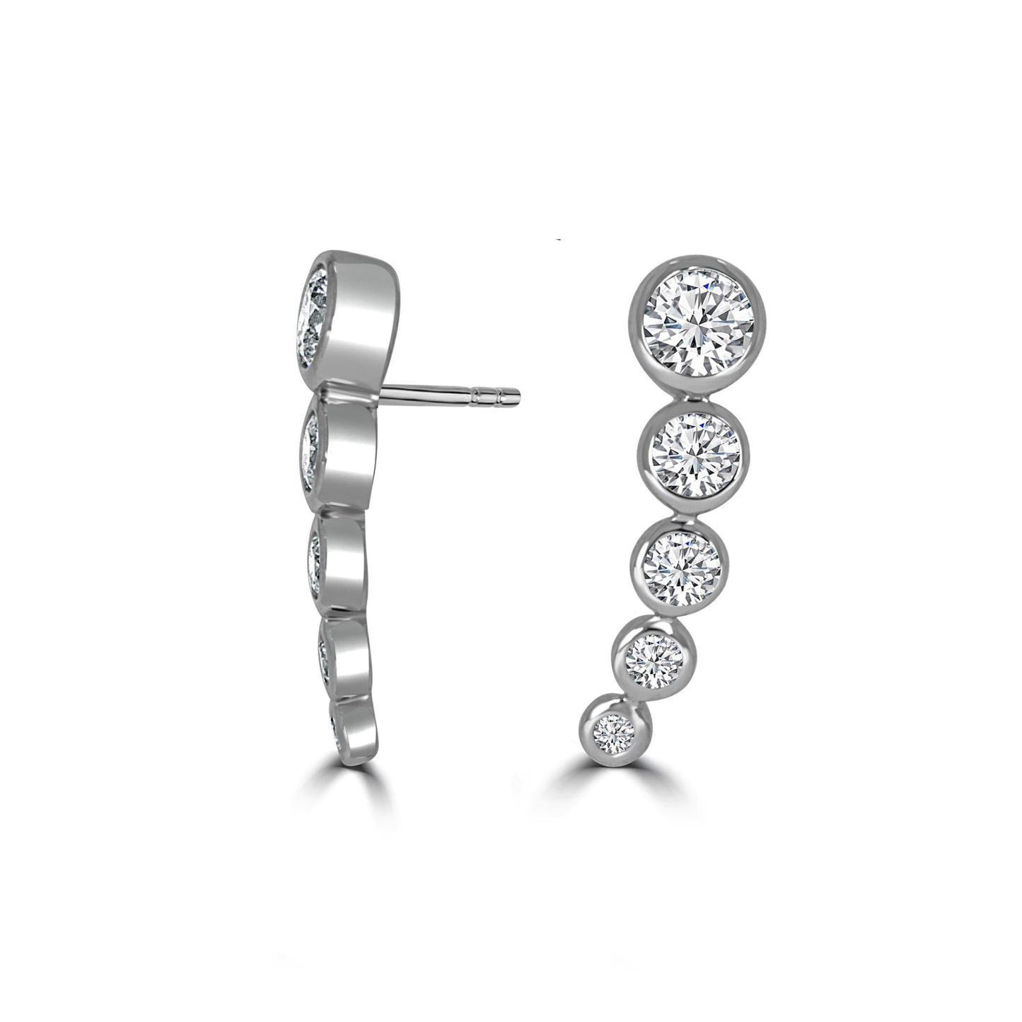 Bezel Curve Diamond Earrings