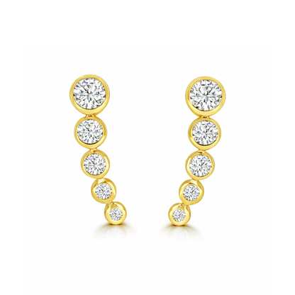 Yellow Gold Bezel Curve Diamond Earrings