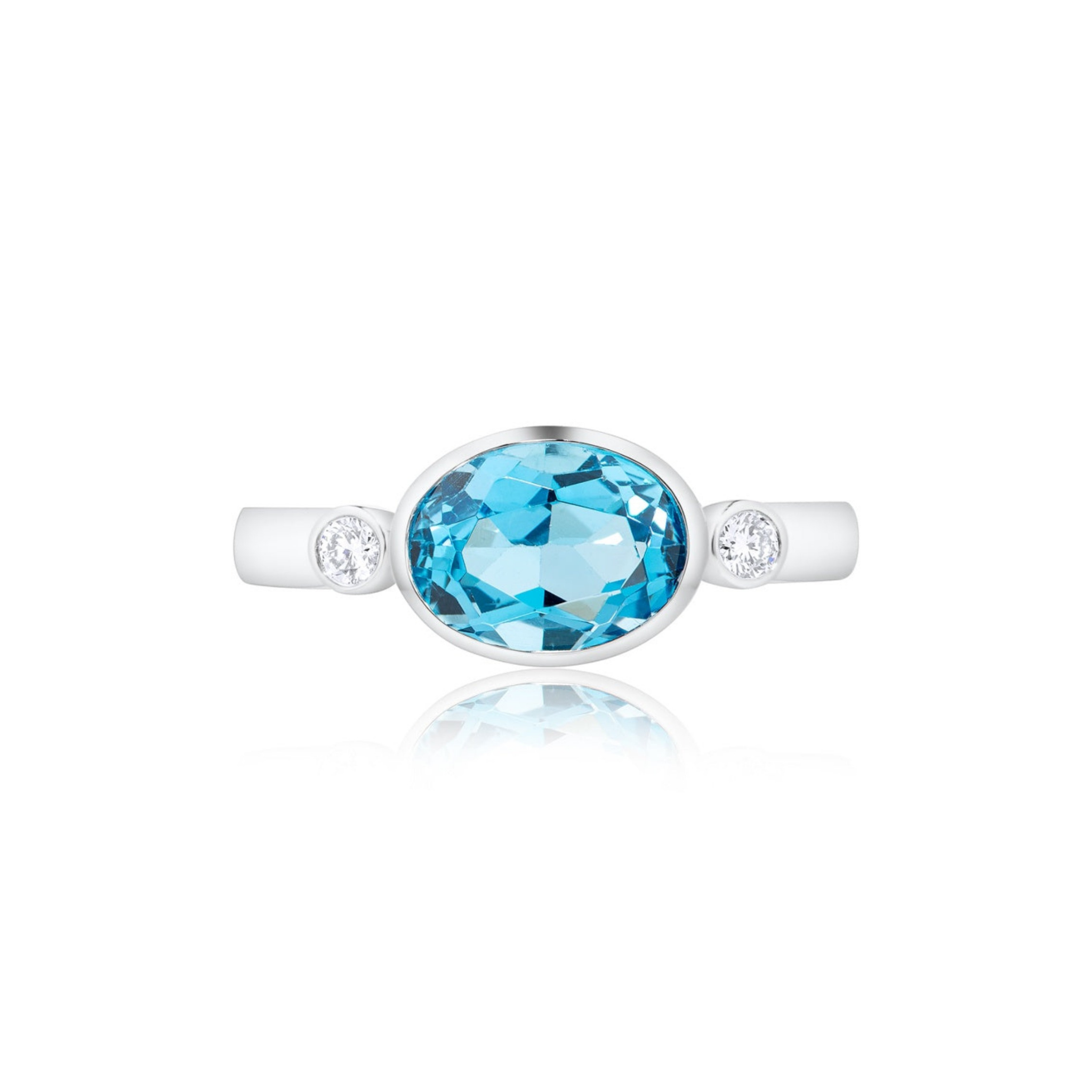 Blue Topaz and Diamond Trilogy Ring
