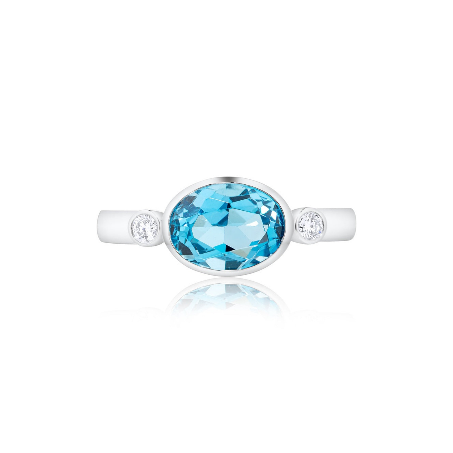 Blue Topaz and Diamond Trilogy Ring