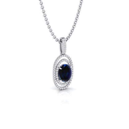 Floating Concentric Sapphire & Diamond Pendant