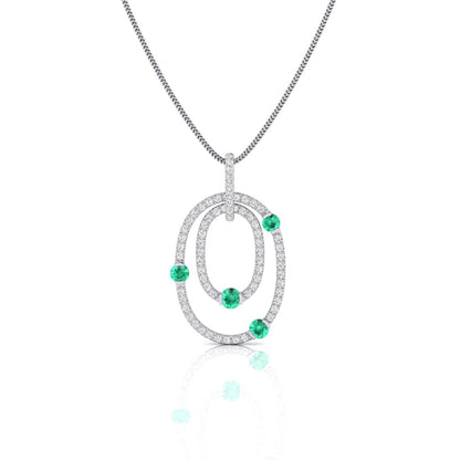 Floating Concentric Emerald & Diamond Pendant