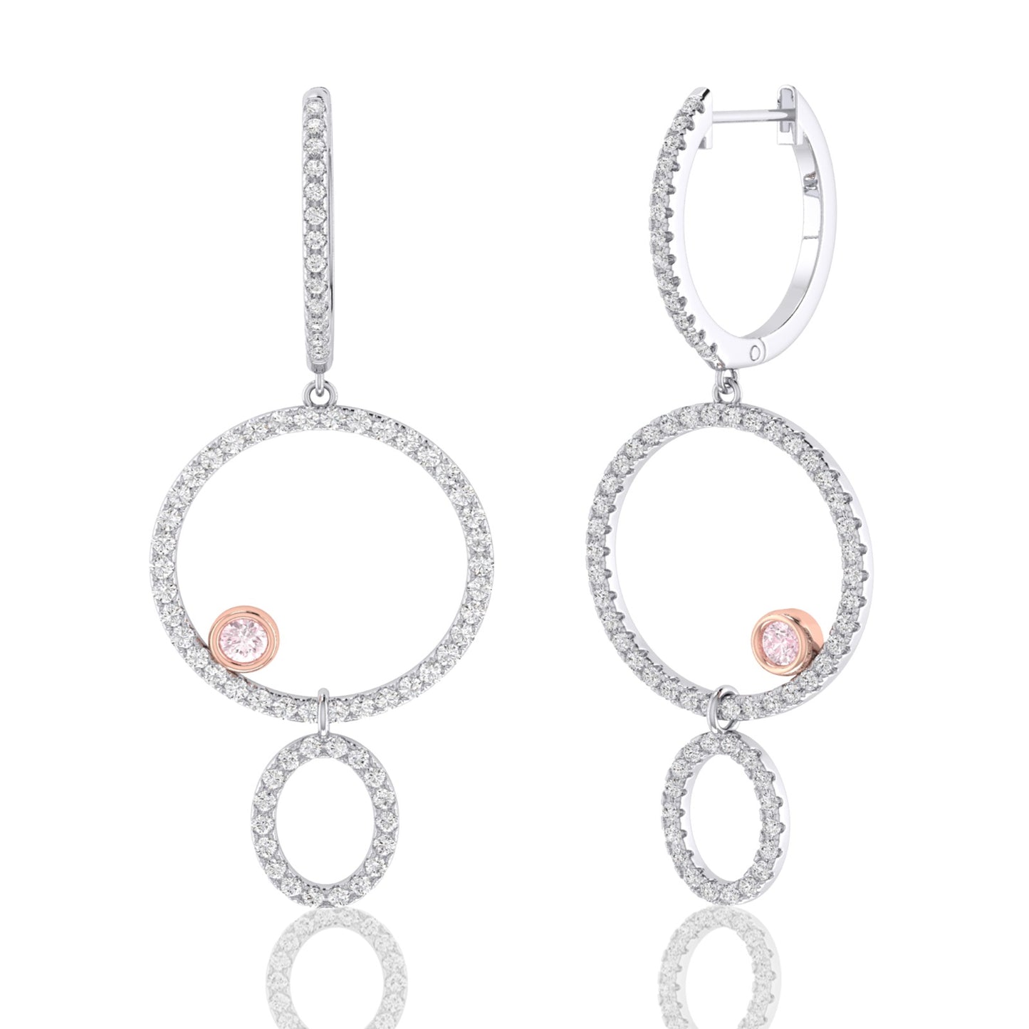 Double Drop Pink Bezel Earrings