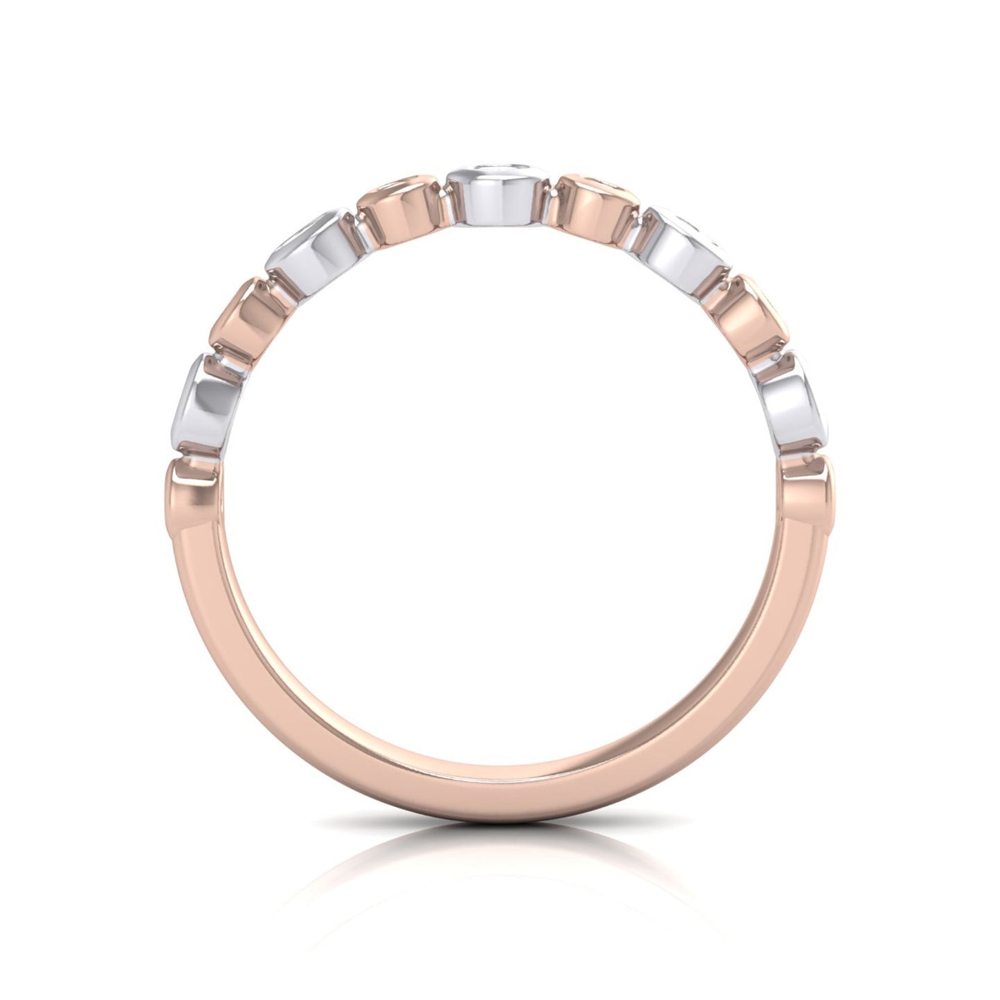 Pink & White Diamond Alternating Bezel Ring